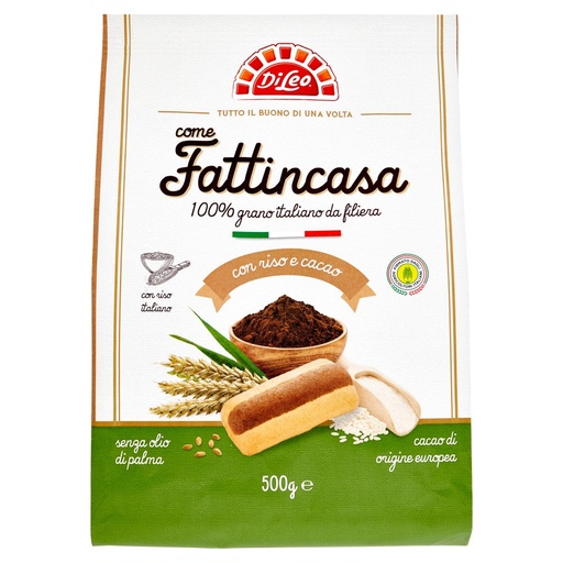 [000036999] Di Leo Biscotti Come Fattincasa con Riso e Cacao Gr.500