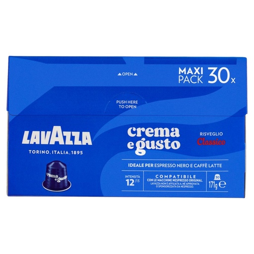 [000037180] Lavazza Capsule Compatibili Nespresso Original Crema e Gusto Classico Pz.30 Gr.171