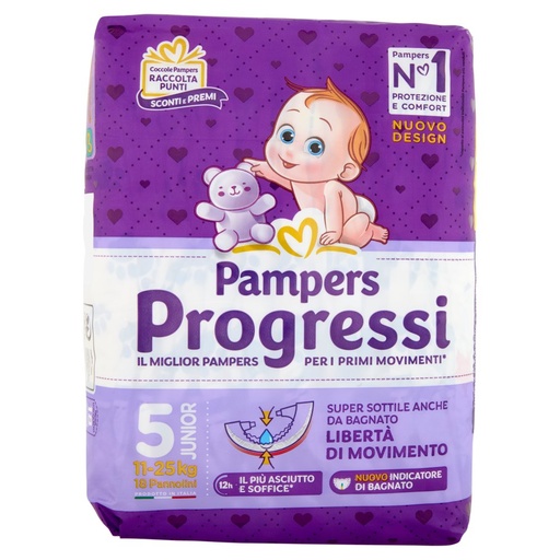 [000037272] Pampers Progressi Junior Taglia 5 (Kg.12-25) 19 Pannolini