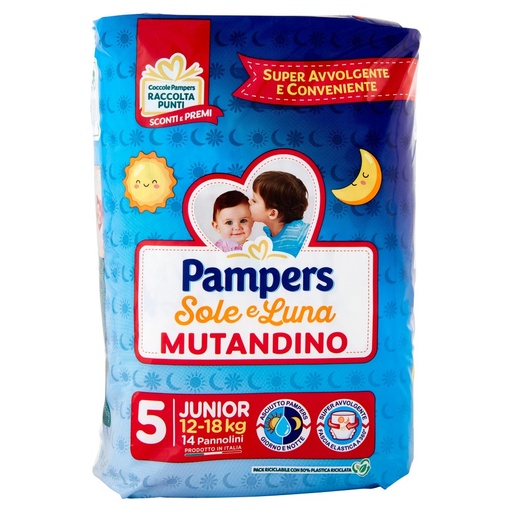 [000037277] Pampers Sole & Luna Mutandina Junior Taglia 5 (Kg.12-18) 14 Pannolini