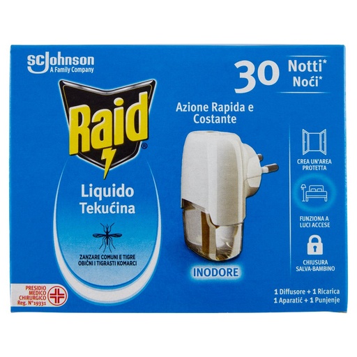 [000037312] Raid Zanzare Liqudo Elettrico 30 Notti Base