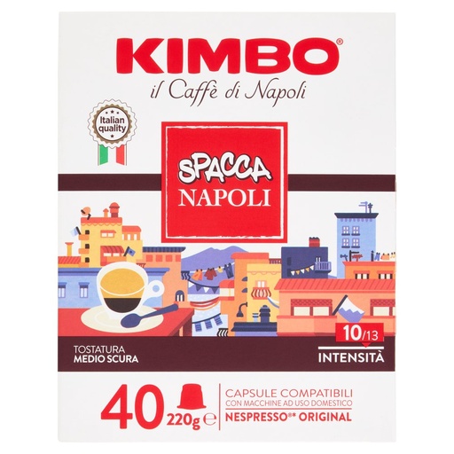 [000037445] Kimbo Caffè Espresso Napoli Compatibili con le Macchine Nespresso 40 x Gr.5,5
