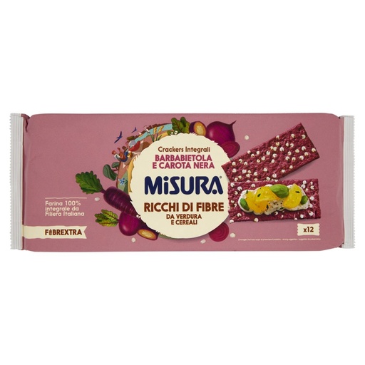 [000037578] Misura Fibrextra Crackers Integrali Barbabietola e Carota Nera Gr.385