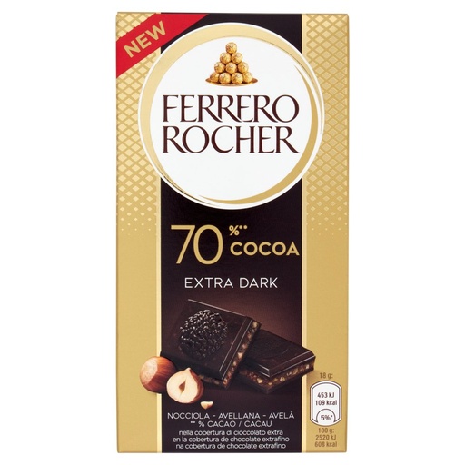 [000038657] Ferrero Rocher Original Tavoletta di Cioccolato Fondente con Nocciole Gr.90