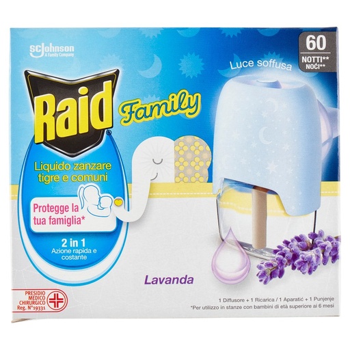 [000038874] Raid Family Diffusore Elettrico e Ricarica Liquida 60 Notti