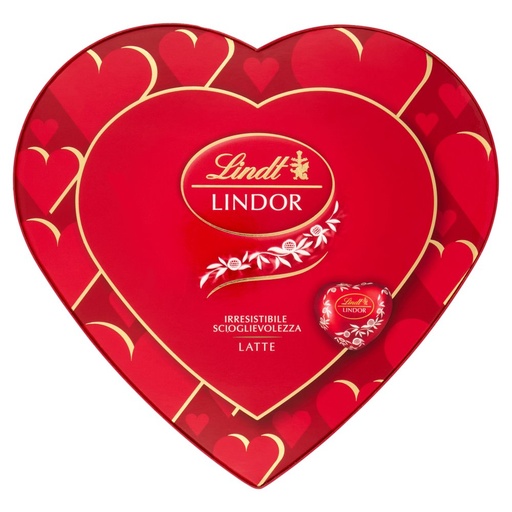 [000038923] Lindt Cioccolato Scatola di Latta con Cuori al Latte Gr.178