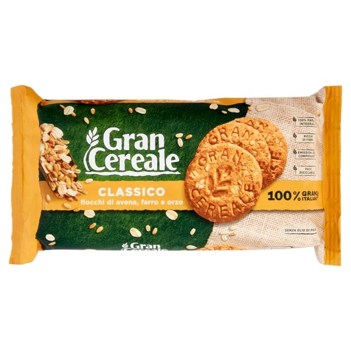 [801510076] Gran Cereale Classico Biscotti con Fiocchi di Avena Farro e Orzo Gr.500