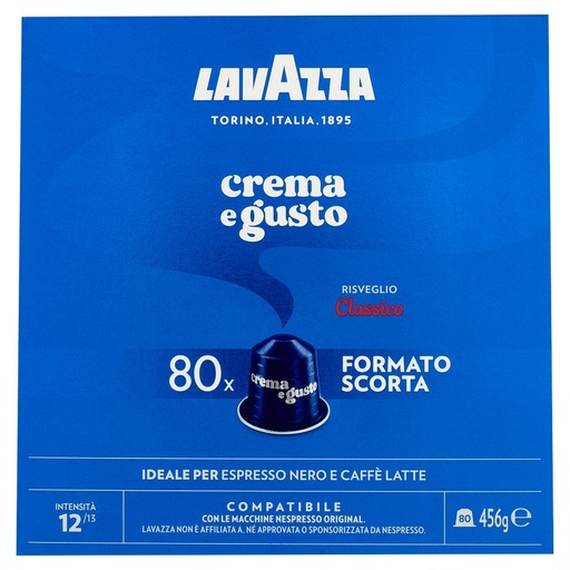 [801510247] Lavazza Capsule Compatibili Nespresso Original Crema e Gusto Classico Pz.80 Gr.456