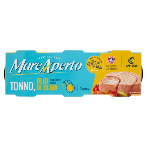 [801510276] Mare Aperto Tonno con Solo un Filo di Olio di Oliva Pz.3 X Gr.60