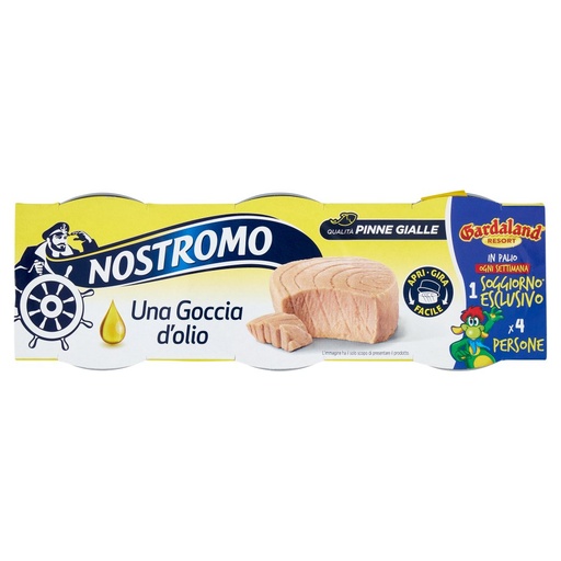 [801510284] Nostromo Tonno Pinne Gialle all'Olio di Oliva Apri e Gira Facile Pz.3 X Gr.65