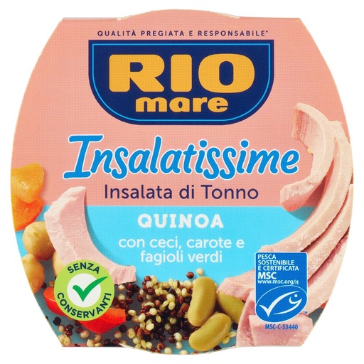 [801510317] Rio Mare Insalatissime Insalata di Tonno Quinoa con Ceci, Carote e Fagioli Verdi Pz.2 X Gr.160