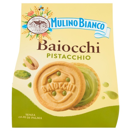 [801512846] Mulino Bianco Baiocchi Biscotti con Crema al Pistacchio Gr.240
