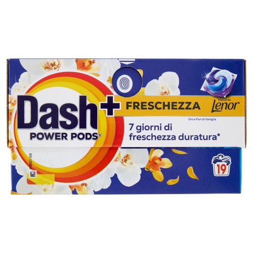 [801512895] Dash Power Pods Detersivo Lavatrice Capsule + Tocco Lenor Oro e Fiori di Vaniglia 19 Lavaggi