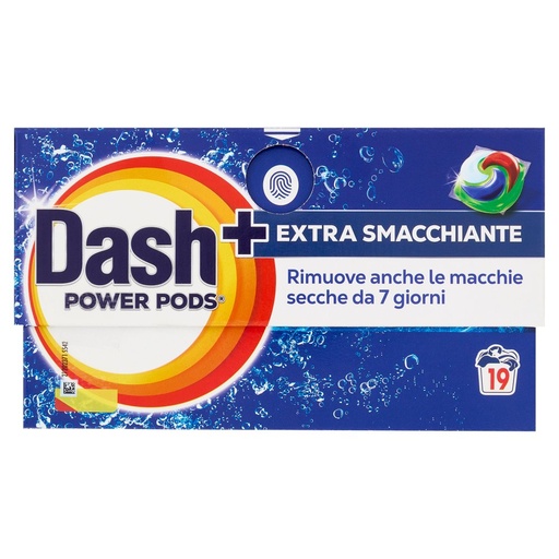 [801512896] Dash Detersivo Lavatrice Power Pods con Azione Extra Smacchiante 19 Lavaggi