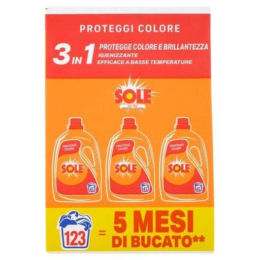 [801513119] Sole Detersivo Liquido per Lavatrice Proteggi Colore 41 Lavaggi 3 Pz
