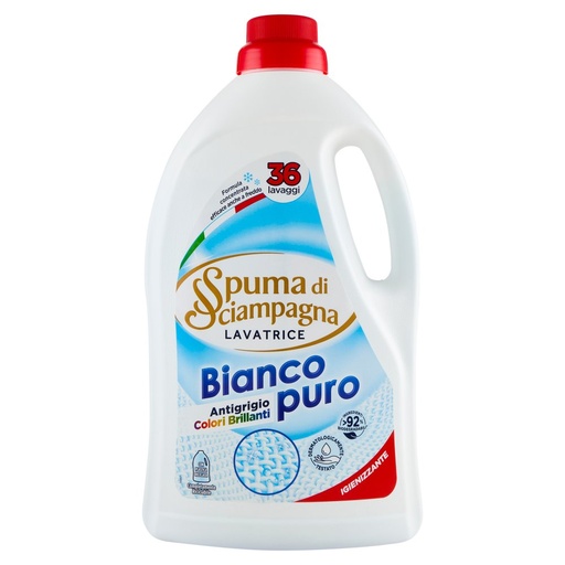 [801513121] Spuma di Sciampagna Bucato Liquido per Lavatrice Bianco Puro Igienizzante 36 Lavaggi Ml.1620