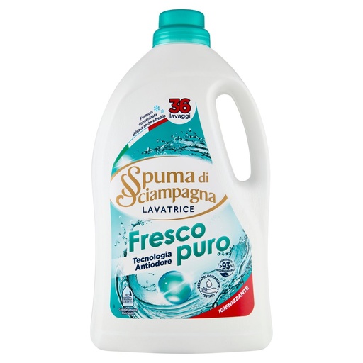 [801513122] Spuma di Sciampagna Bucato Liquido per Lavatrice Fresco Puro Igienizzante 36 Lavaggi Ml.1620