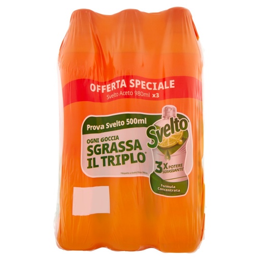 [801513132] Svelto Detersivo Piatti all'Aceto Pz.3 Ml.980