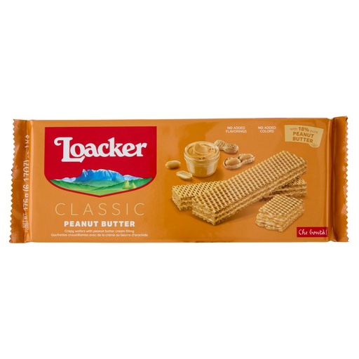 [801513246] Loacker Classic Peanut Butter Wafer con Crema al Burro di Arachidi Gr.175