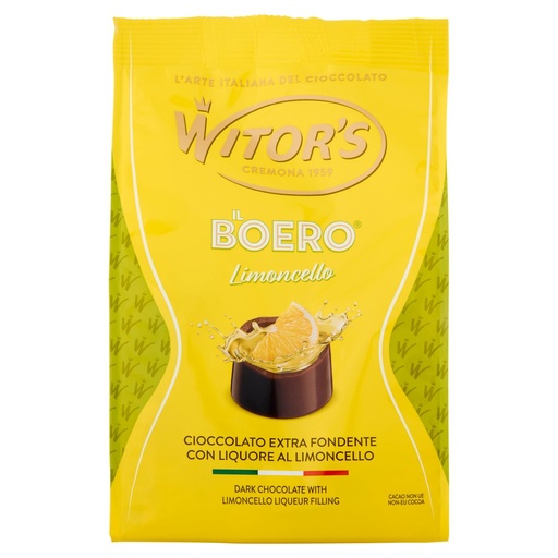 [801513274] Witor's il Boero Limoncello Cioccolato Extra Fondente con Liquore al Limoncello Gr.200