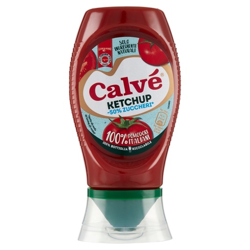 [801513282] Calvé Ketchup -50 % di Zuccheri Top Down Ml.250
