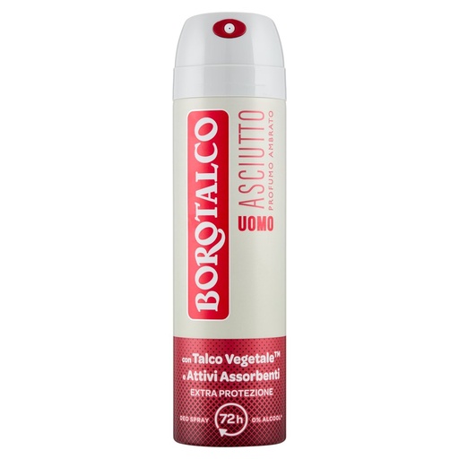 [801513330] Borotalco Deodorante Spray Uomo Asciutto Profumo Ambrato Ml.150