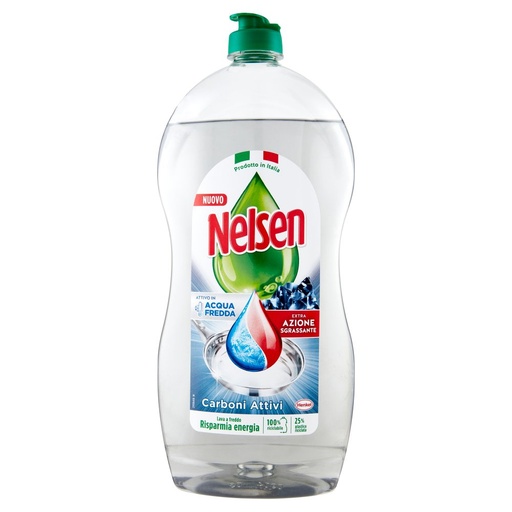 [801513625] Nelsen Detersivo Liquido per Piatti ai Carboni Attivi Ml.850