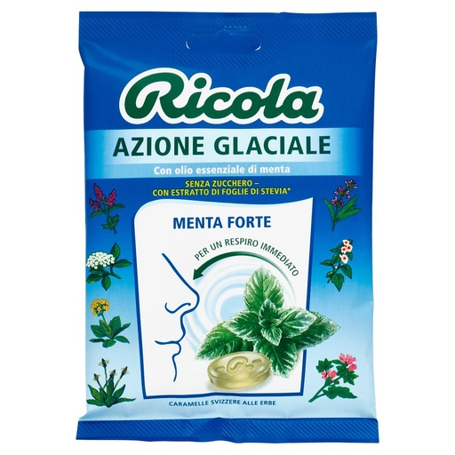 [801513629] Ricola Caramelle in Busta con Azione Glaciale Menta Forte Gr.70
