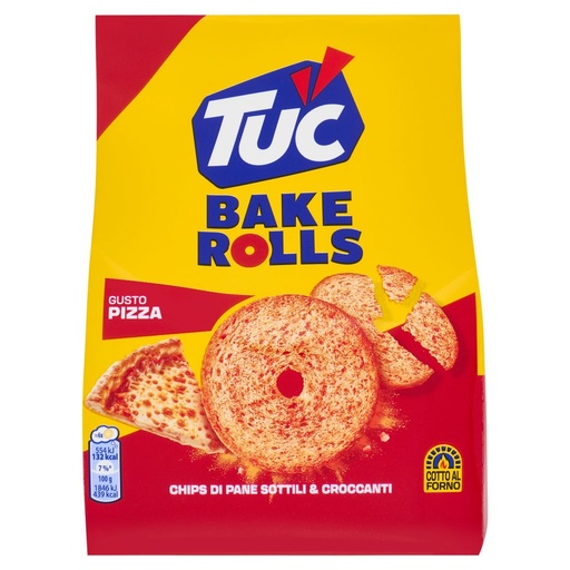 [801513644] Tuc Bake Rolls Chips di Pane Sottile e Croccante Gusto Pizza Gr.150
