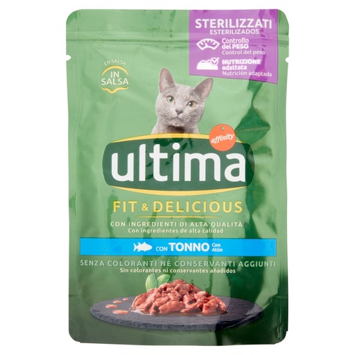 [801513712] Ultima Cat Wet Sterilizzato Tonno in Salsa Busta Gr.85