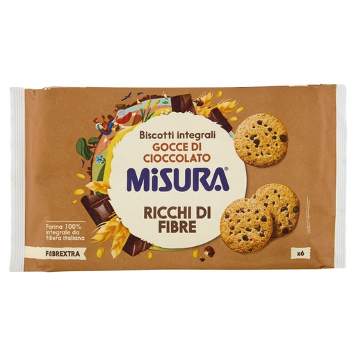 [801513725] Misura Fibrextra Biscotti con Gocce di Cioccolato Fondente Gr.280