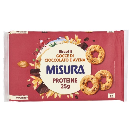 [801513727] Misura Protein Biscotti con Gocce di Cioccolato e Fiocchi d'Avena Gr.260