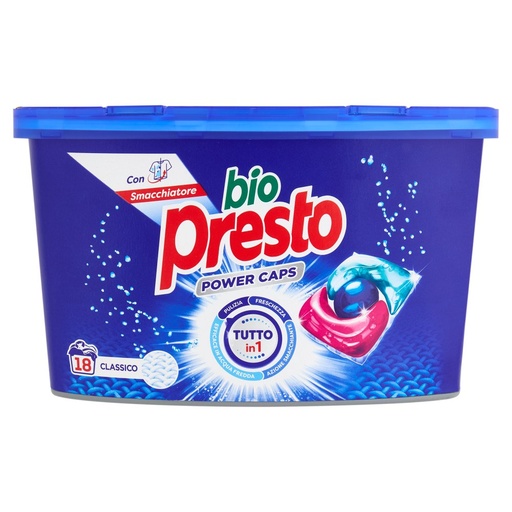 [801513733] Bio Presto Power Caps Detersivo Lavatrice Classico 18 Lavaggi
