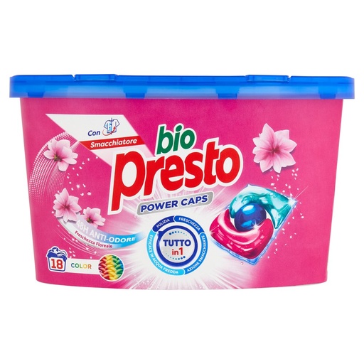 [801513734] Bio Presto Power Caps Detersivo Lavatrice Color 18 Lavaggi