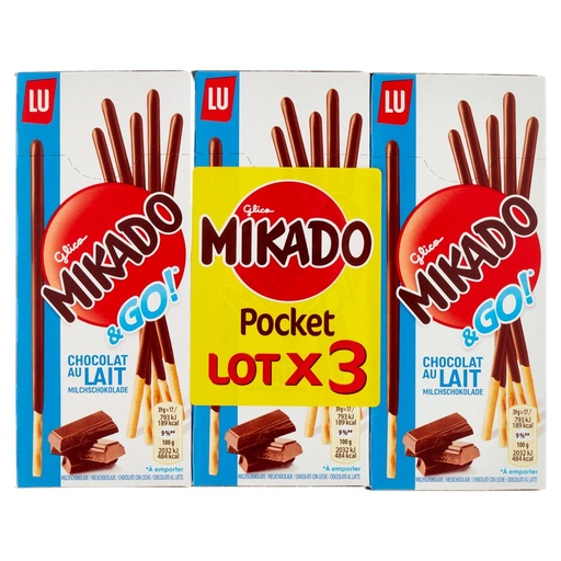 [801513740] Mikado Pocket Cioccolato al Latte Gr.39 X 3