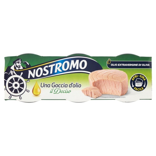 [801513771] Nostromo Tonno il Deciso in Olio Extravergine di Oliva Apri e Gira Facile Pz.3 X Gr.65
