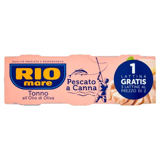 [801513778] Rio Mare Tonno all'Olio di Oliva Pescato a Canna Gr.120 X.2+1