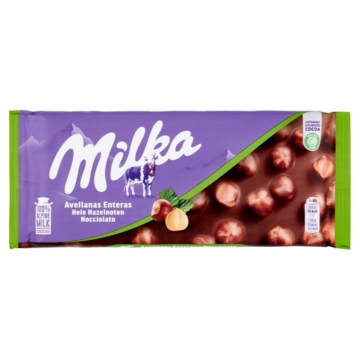 [801513836] Milka Barretta Cioccolato al Latte con Nocciole Intere Gr.100