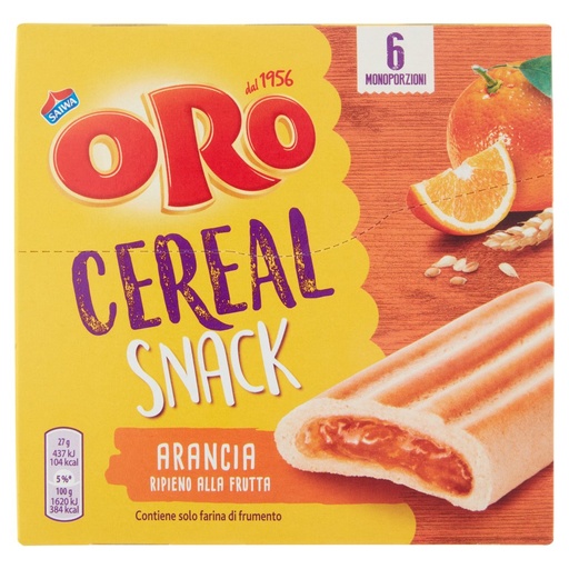 [801513919] Oro Saiwa Cereal Barretta con Ripieno all'Arancia Pz.6 Gr.162