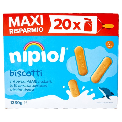 [801513940] Nipiol Biscotti ai 6 Cereali Special Pack Pz.20 Gr.1330