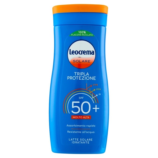 [801514743] Leocrema Latte Solare Idratante Tripla Azione Spf 50+ Resistente all'Acqua Ml.200