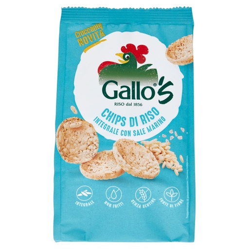 [801514904] Gallo's Chips di Riso Integrale con Sale Marino Gr.40