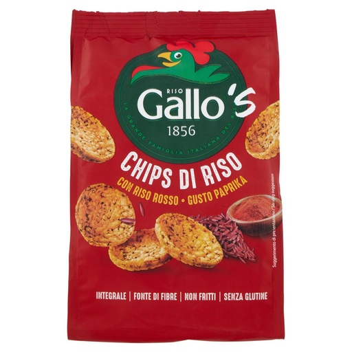 [801514905] Gallo's Chips di Riso con Riso Rosso Gusto Paprika Gr.40