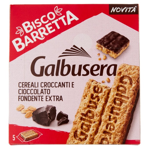 [801514938] Galbusera BiscoBarretta Cereali Croccanti e Cioccolato Fondente Extra 5 x Gr.46