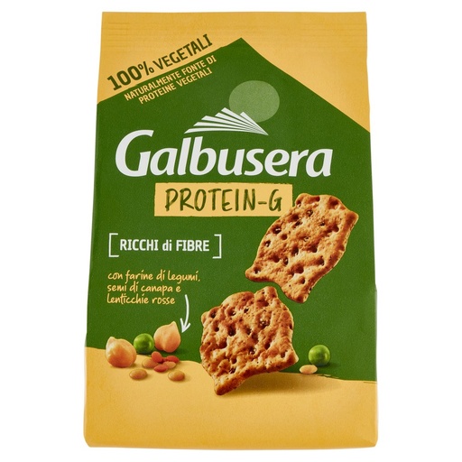 [801514940] Galbusera Protein-G Cracker con Farine di Legumi, Semi di Canapa e Lenticchie Rosse Gr.200