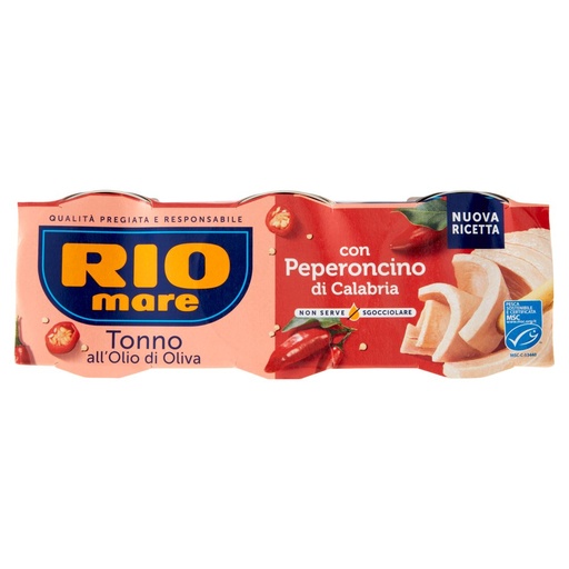 [801514960] Rio Mare Tonno all'Olio di Oliva con Peperoncino di Calabria Gr.65 X Pz.3
