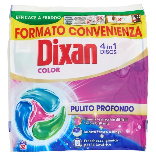 [801514972] Dixan Discs Detersivo Lavatrice Color Pz.32 Gr.528