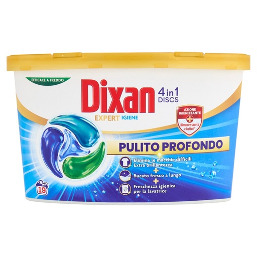 [801514974] Dixan Discs Detersivo Lavatrice Expert Igiene Pz.19 Gr.313,5