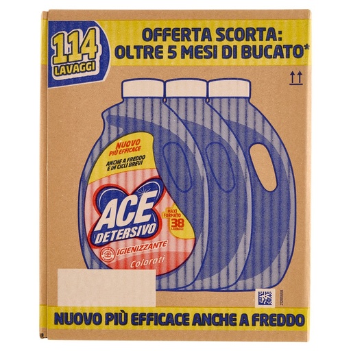[801514989] Ace Detersivo Liquido Igienizzante Colorati Lt.1,9 Pz.3