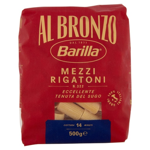 [801515043] Barilla Pasta Al Bronzo Mezzi Rigatoni N°322 Gr.500